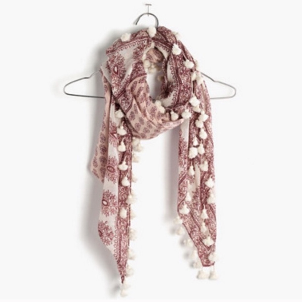 Madewell Bloomstamp Square Scarf fringe all sides